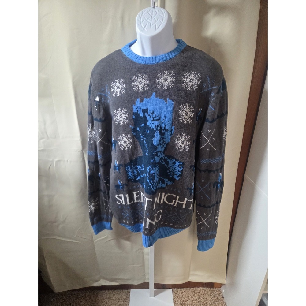 Game of Thrones Silent Night King Ugly Christmas Sweater Mens Sz L 2018